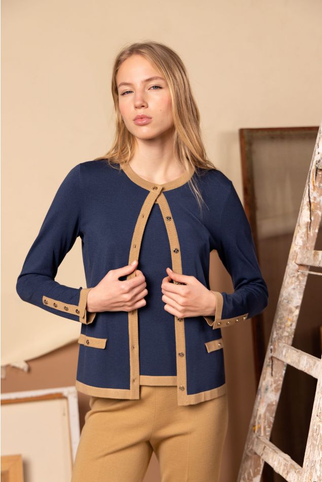 Cardigan de punto con vivos a contraste