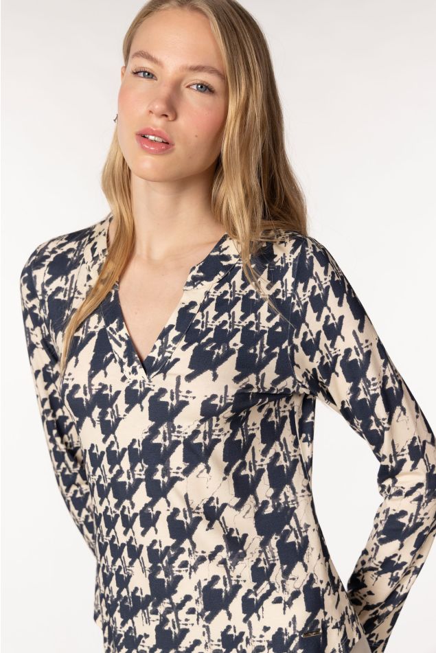 Camiseta estampado pata de gallo