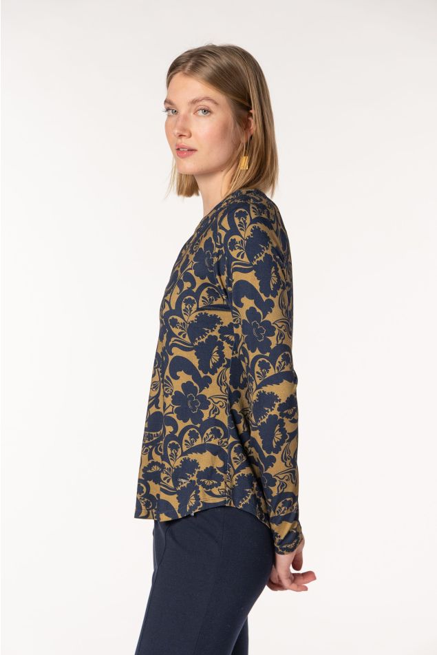 Camiseta estampado floral bicolor