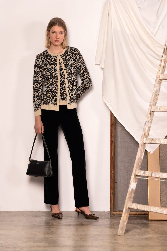 Cárdigan de punto jacquard encaje