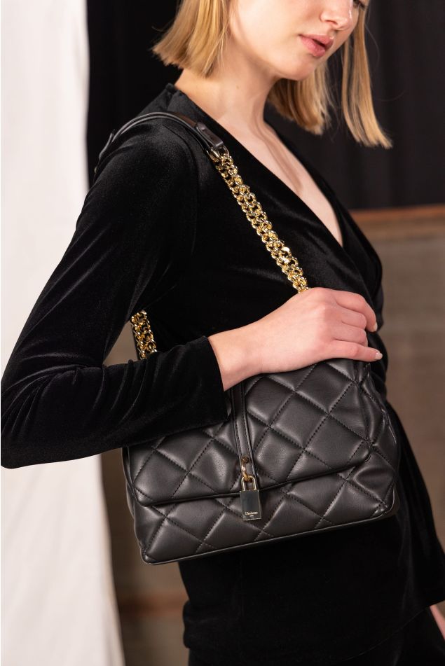 Bolso Acolchado Negro Mediano