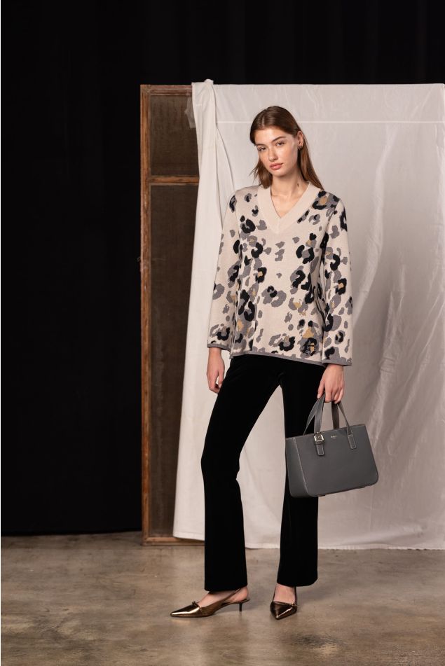 Pullover de punto jacquard animal