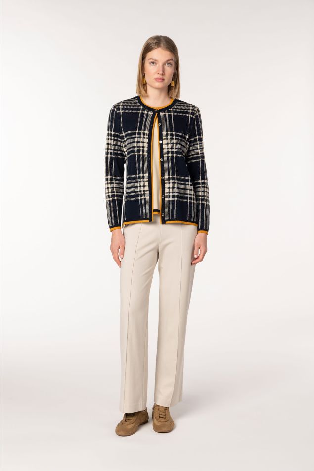 Twin set de punto jacquard cuadro galés