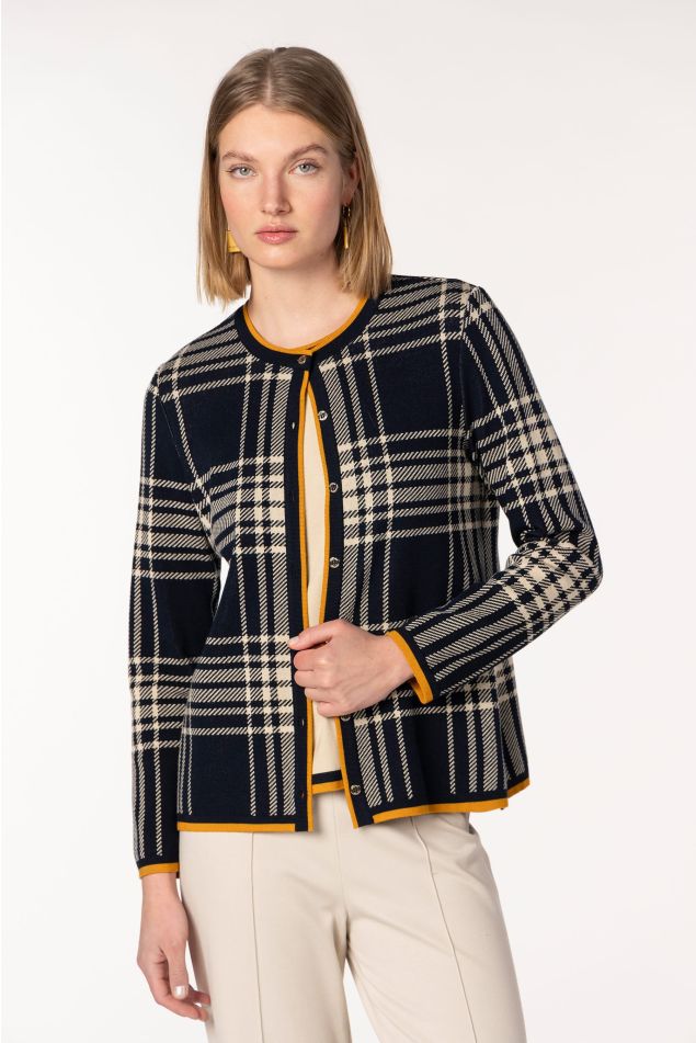 Twin set de punto jacquard cuadro galés