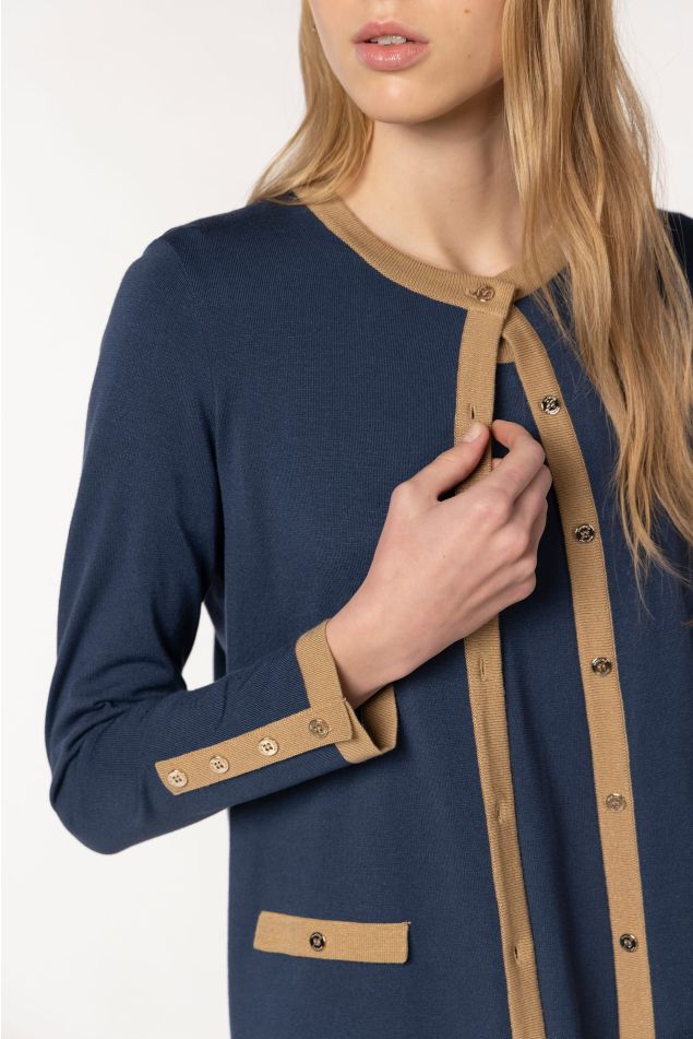 Cardigan de punto con vivos a contraste