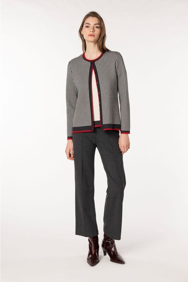 Twin set de punto jacquard cuadro vichy