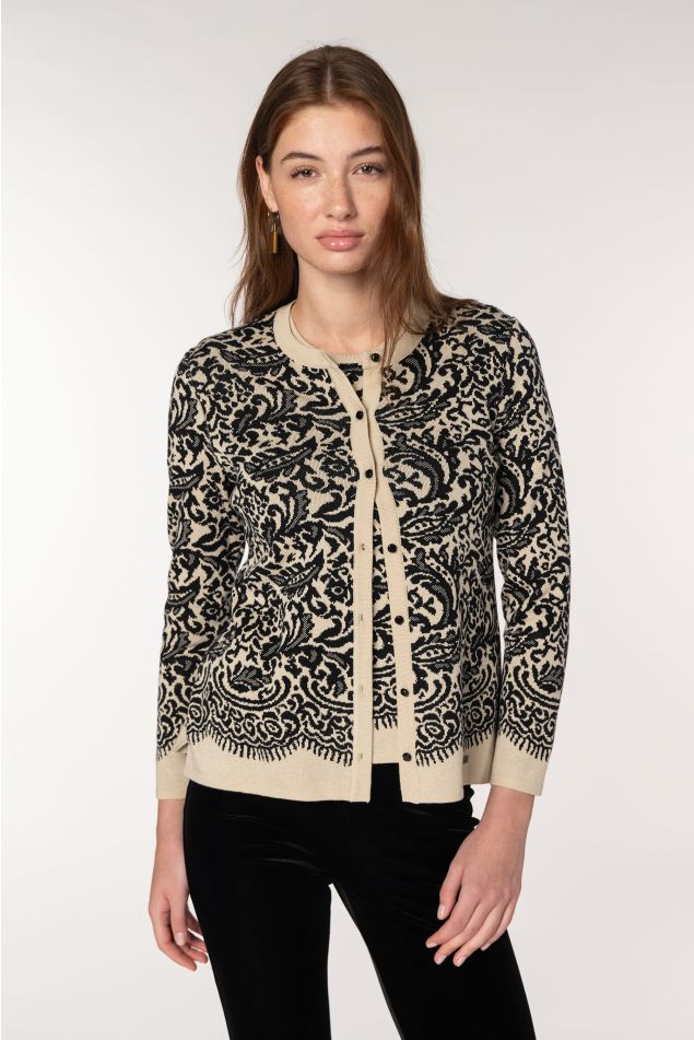 Twin set de punto jacquard encaje