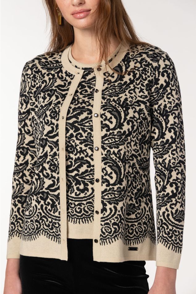 Twin set de punto jacquard encaje