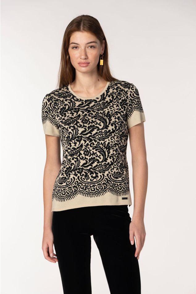 Suéter de punto jacquard encaje