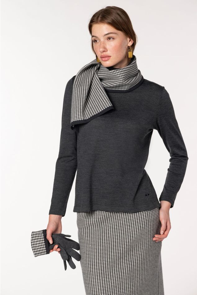 Guantes de punto jacquard con cuadro vichy