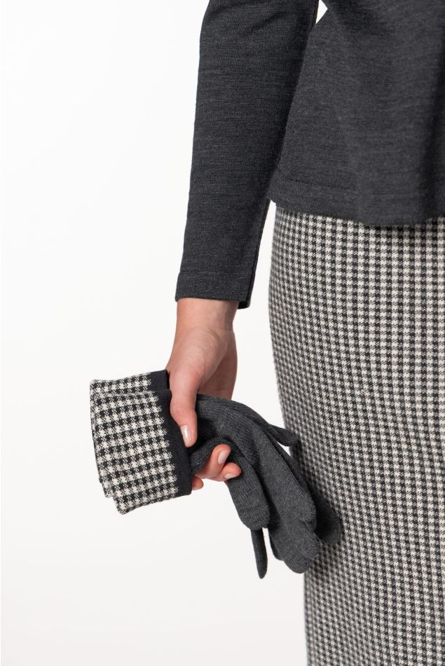 Guantes de punto jacquard con cuadro vichy