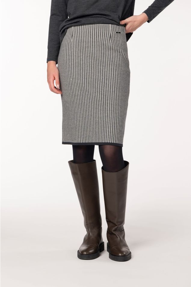 Falda de punto jacquard cuadro vichy
