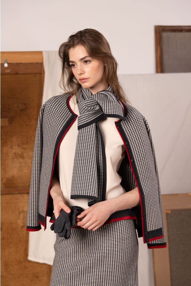 Bufanda de punto jacquard con cuadro vichy