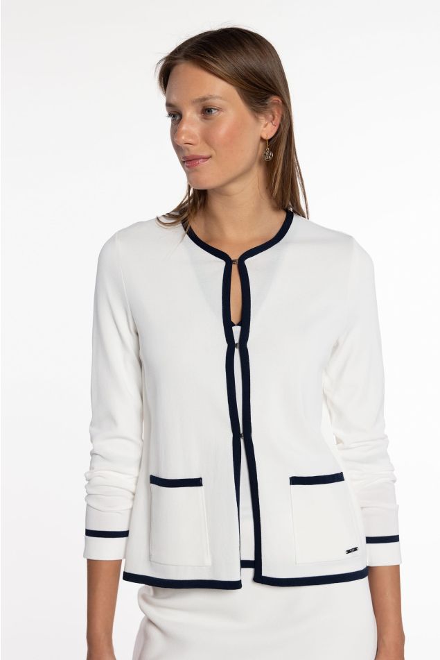 Knit Jacket with Contrast Trims