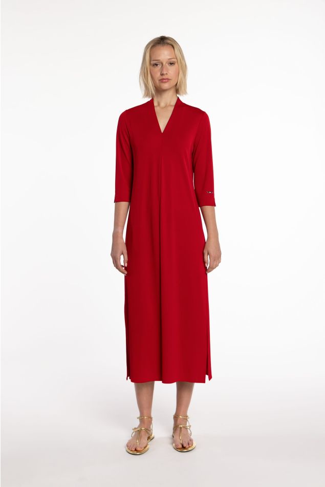 Vestido de punto circular con pliegue central