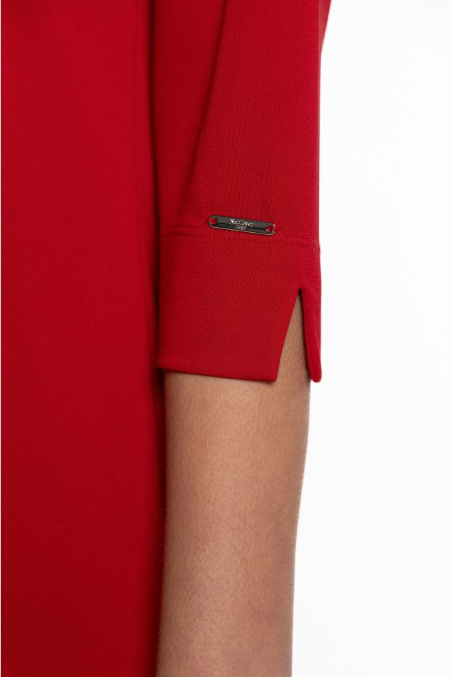 Vestido de punto circular con pliegue central