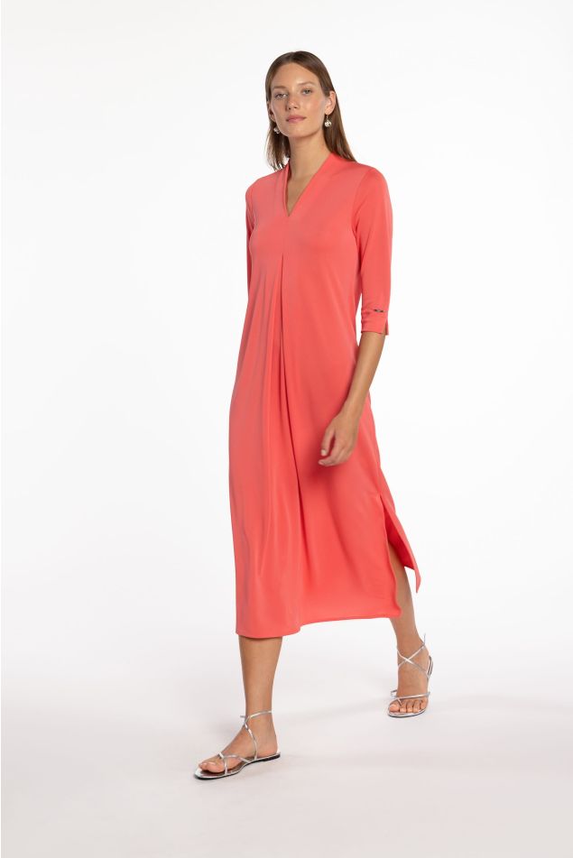 Vestido de punto circular con pliegue central