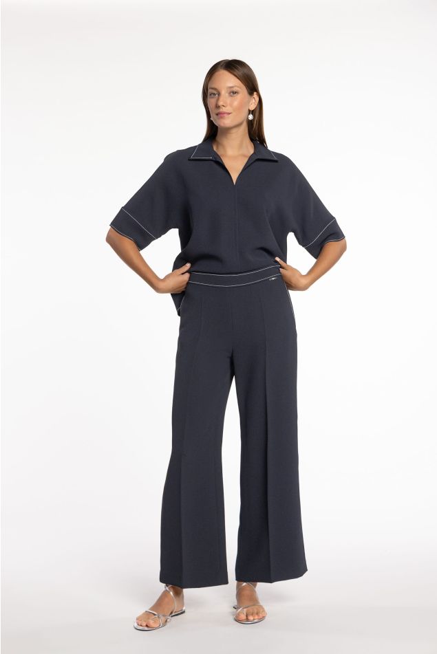 Straight-Leg Double Crepe Pants