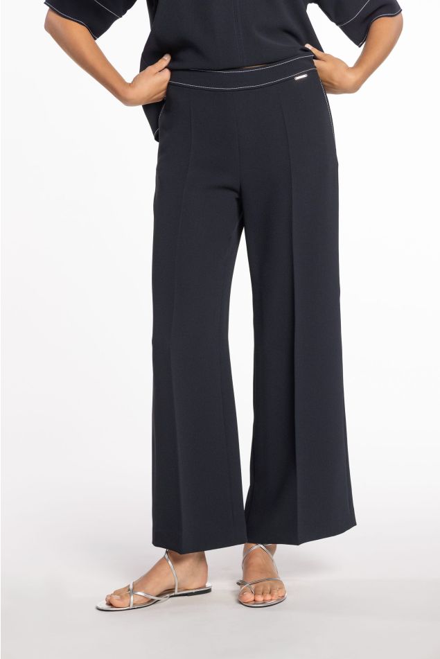 Straight-Leg Double Crepe Pants