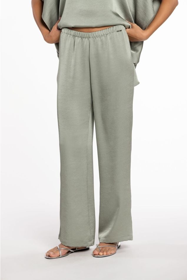 Double Satin Pants with Elastic Waistband