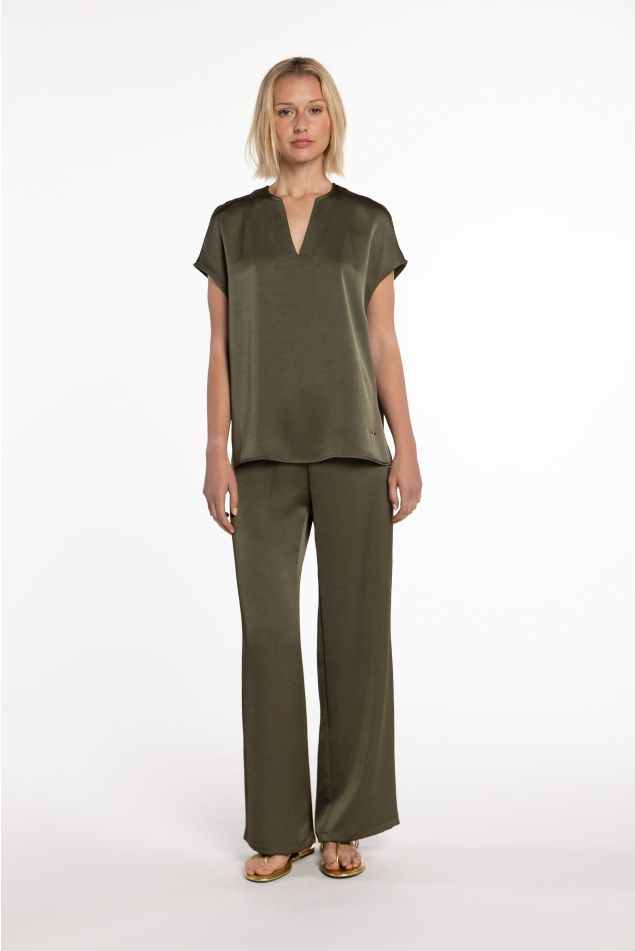 Double Satin Blouse with Japanese Sleeves