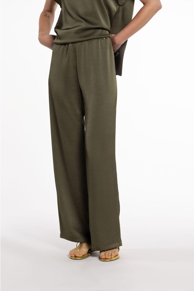 Double Satin Pants with Elastic Waistband