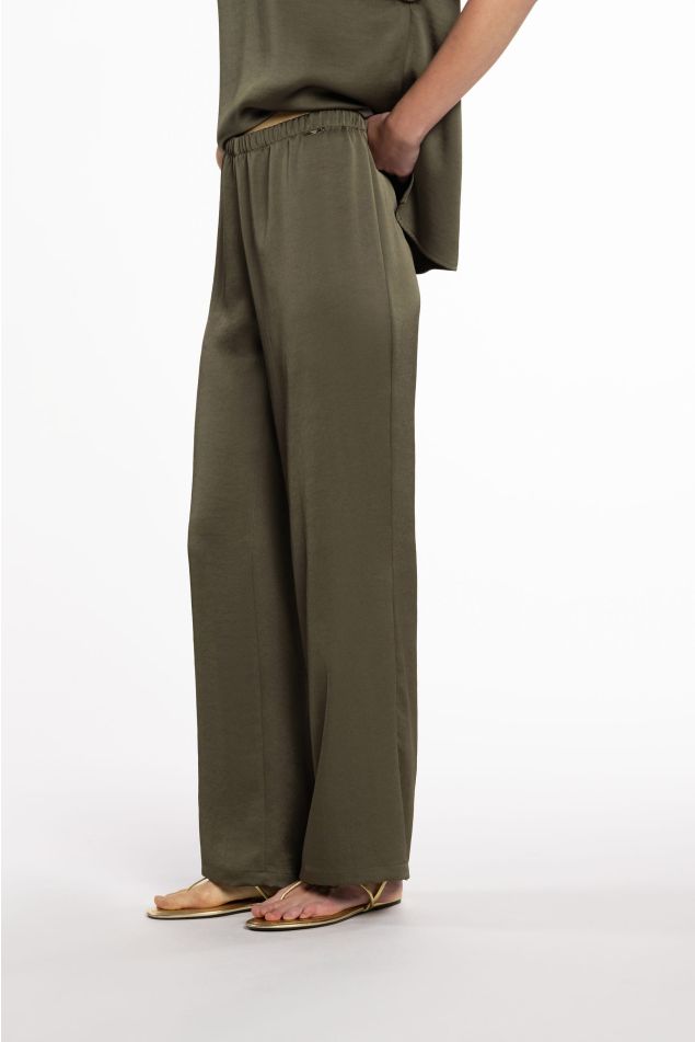 Double Satin Pants with Elastic Waistband