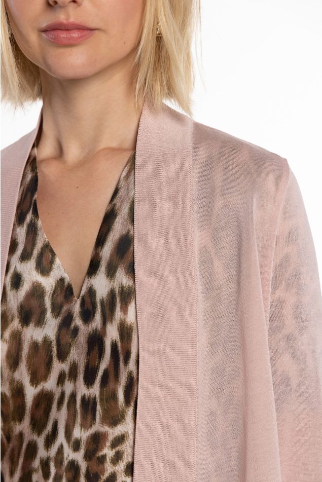 Long Open-Front Knit Cardigan