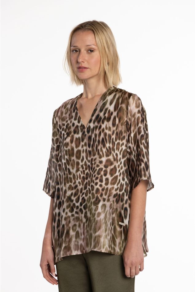 Animal Print Satin Blouse