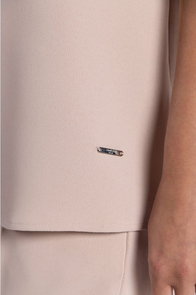 Short-Sleeved Double Crepe Blouse