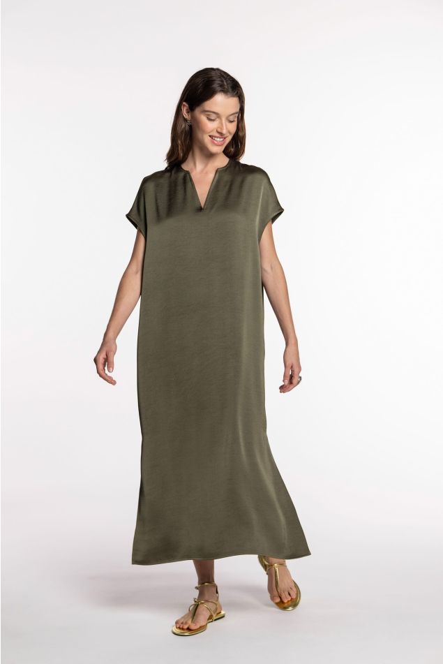 Vestido de doble satén largo total