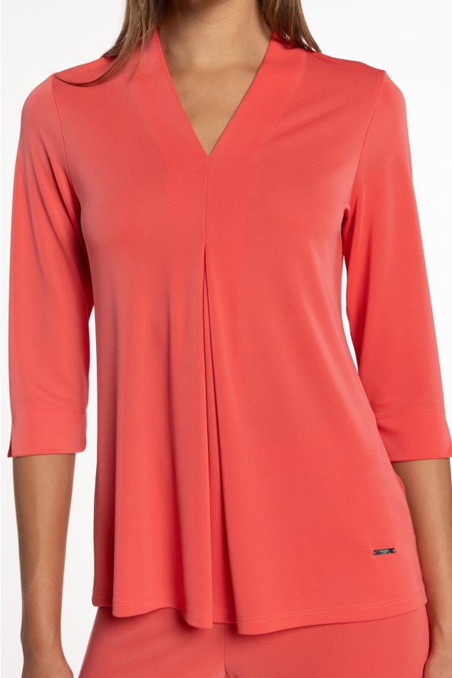 T-shirt de malha circular com pliegue central