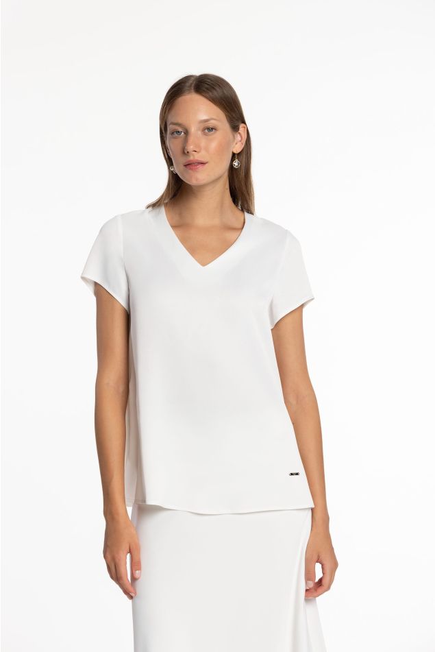 Blusa de satén de manga corta