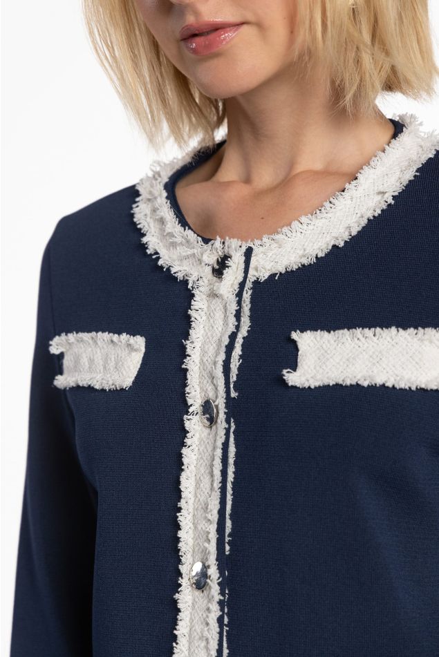 Knit Jacket with Tweed Trims