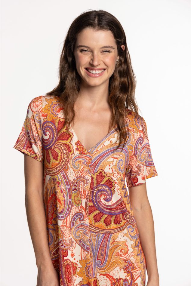 Vestido de punto circular con pliegue central