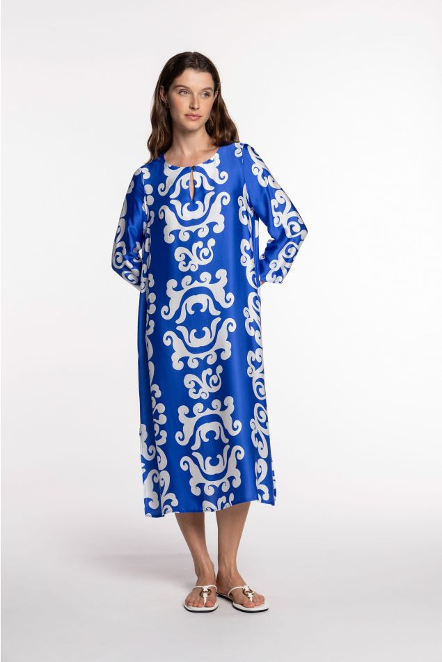 Vestido midi de satén estampado