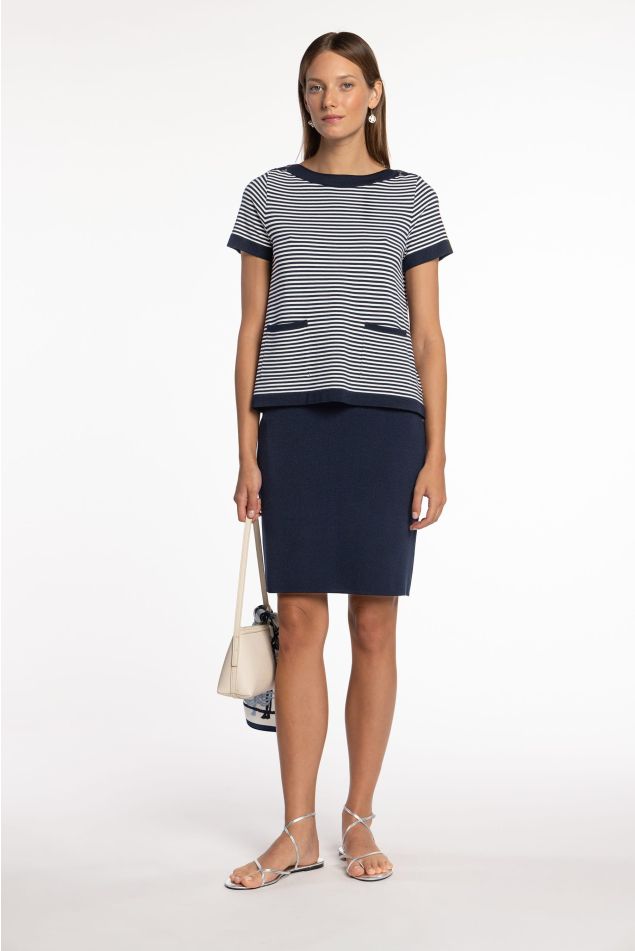 Pencil Skirt in Knit with Elastic Waistband
