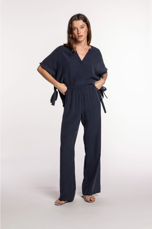 Cupro Pants with Elastic Waistband