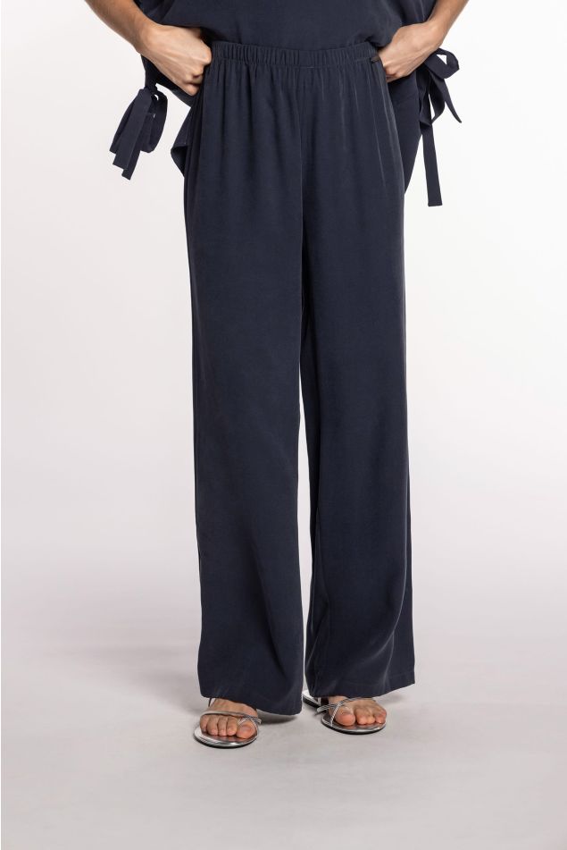 Cupro Pants with Elastic Waistband
