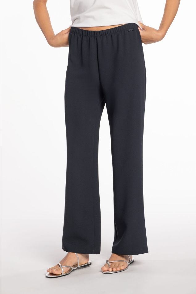 Double Crepe Trousers with Elastic Waistband