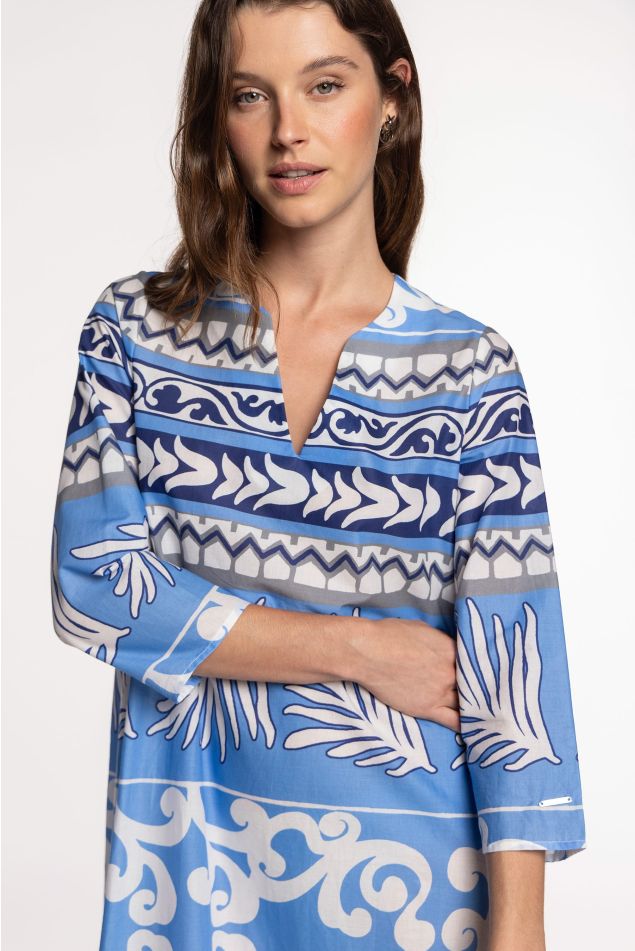 Vestido midi de voile de algodón estampado