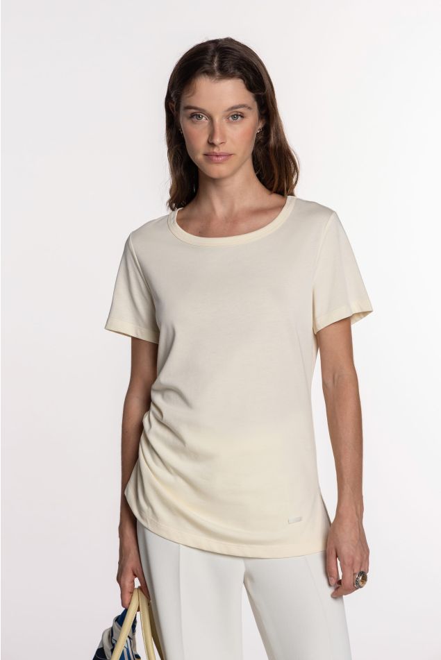 T-shirt de algodón com fruncido lateral