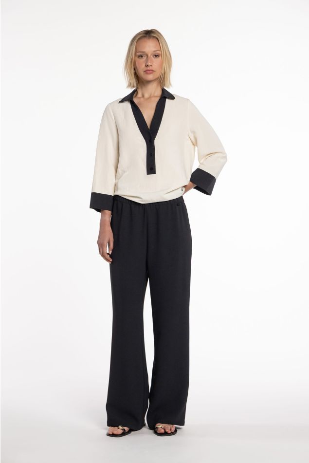 Double Crepe Trousers with Elastic Waistband