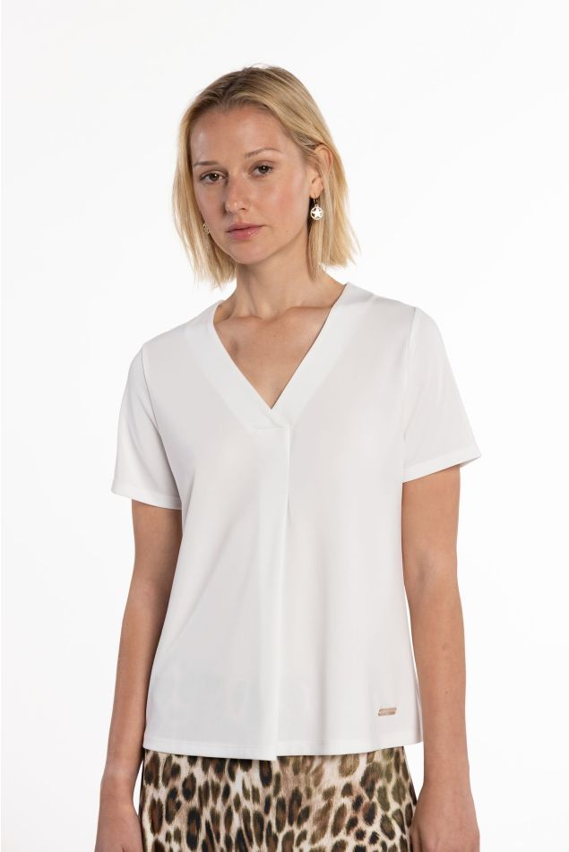 Jersey T-Shirt with Central Pleat