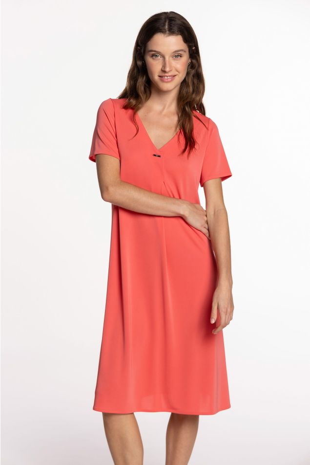 Vestido de punto circular con pliegue central