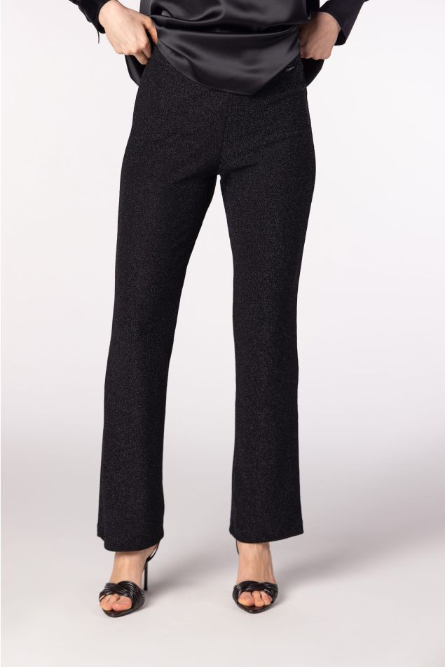 Pantalón recto de terciopelo en punto circular