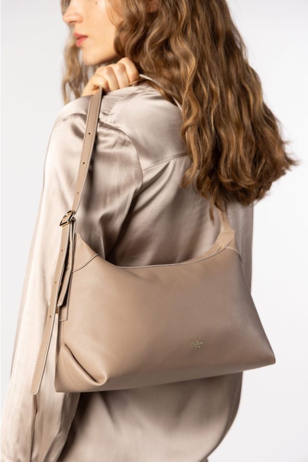 Triangular Shoulder Bag with Logo Charm