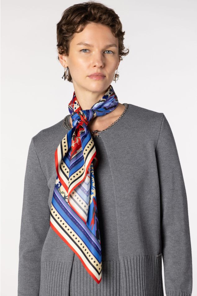 Leaf Print Satin Carré Scarf