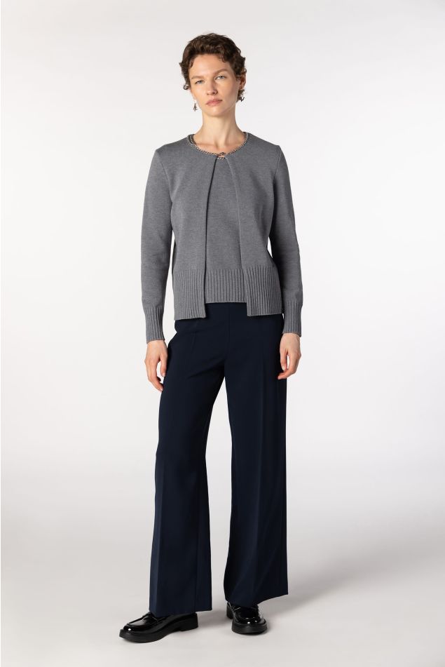 Plain Knit Twinset with Chain Detail