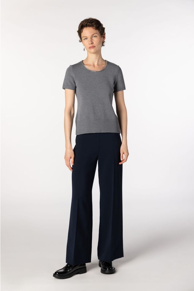 Plain Knit Twinset with Chain Detail